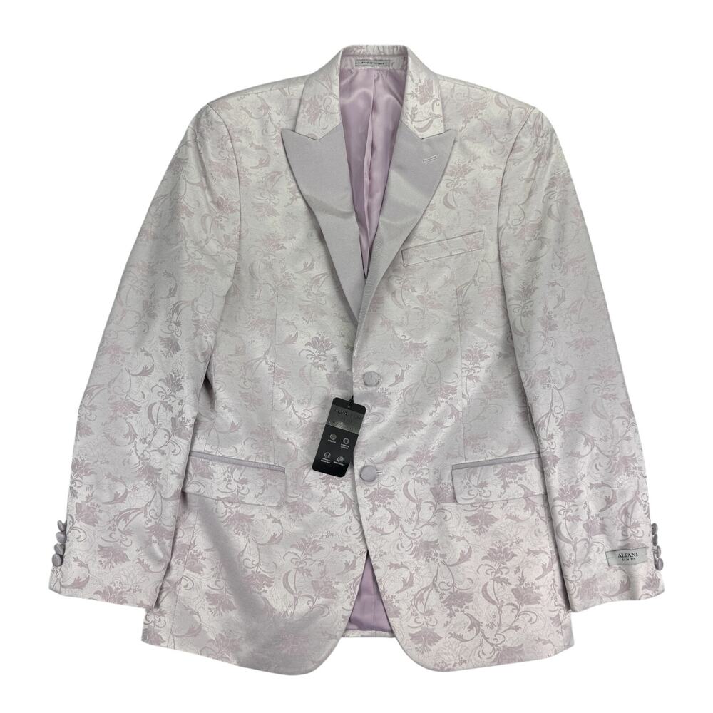 Alfani Mens Slim Fit Floral Evening Suit Jacket Pink 38R